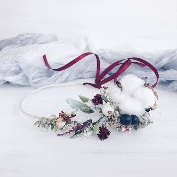 Winter flower crown Bridal flower crown Fall winter wedding
