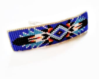 Beaded Hair Barrette- Beaded Hair Accessory- Beaded Hair Clip- Native American Inspired Beadwork- Bohemian Hair Clip- Fashion Accessories