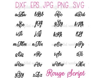ROUGE SCRIPT FONT, Svg Font, Script Alphabet, Digital Cut File, Script Vector Font, Instant Download, dwg, dxf, eps, jpg, png, svg formats