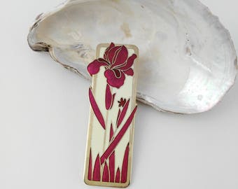 Enamel Iris Brooch - Purple Iris Brooch - Gift for Her Woman
