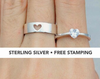 Promise Ring, His and Her Promise Rings, Promise Rings For Couples, Couples Jewelry, Couple Ring, Gift For Him, Personalized Couple Ring Set