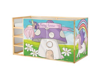 Playhouse for Ikea Kura Bed, Faitytale Playhouse Curtains,Unicorn Loft Bed Tent, Bunk Bed Accessories, Loft Bed Curtains