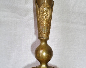 Antique Brass Eagle with Shield Candle Stick-1900's
