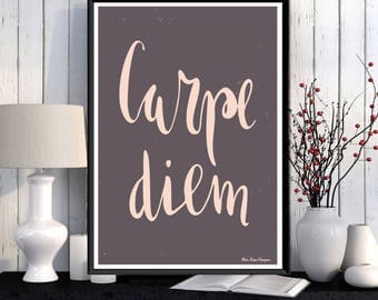 Inspirational poster, Word art, Digital typography, Carpe Diem, Modern design, Home wall art decor, Inspirational art, Quote print