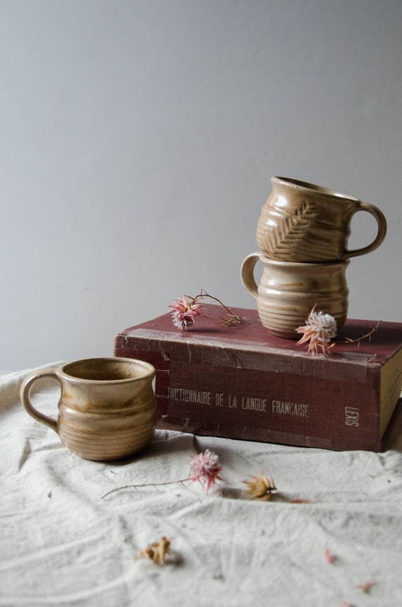 Vintage Handmade ceramic cups. Set of 3