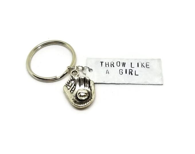 Throw Like a Girl Keychain, Softball Key Chain, Sports Key Chain, Gift for Her, Sports Gift, Softball Gift, Unique birthday Gift