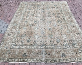 9.6x12.7ft Large Oushak Rug ! 9x12 Oushak Rug ! Mute Orange Rug Distressed Rug Overdyed Rug Big Size Oushak Rug Large Turkish Rug Saloon Rug