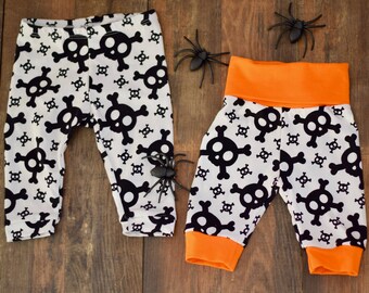 Halloween Pants for Baby, Infant Halloween Costume, Toddler Leggings for Halloween, Skulls Pants and Leggings, Sizes Newborn - 6 T