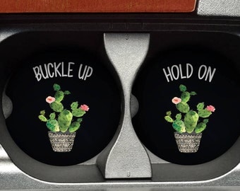 Cactus Car Coasters - Cup Holder Coaster - Car Coaster Set - Cactus Coasters - Car Coasters - Coasters for Car - College Student Gift