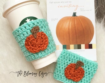 Coffee Cozy - Coffee Sleeve - Coffee Cup Cozy - Cup Sleeve - Eco Friendly - Crochet Cozie - Starbucks Coffee To Go - Fall Pumpkin - Cozies