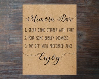 Printable Mimosa Bar Sign . Mimosa Bar Sign . Bridal Shower Mimosa Bar Sign . Instant Download Mimosa Bar Sign . Bubbly Bar Sign . Mimosa .
