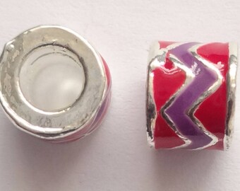 Enamel Tube Beads 8mm Pandora Style Large Hole Beads 8PC 20PC