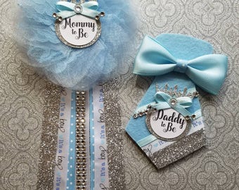 Prince Baby Shower Corsage/ Baby Boy/ Mommy To Be Pin/ Daddy To Be Pin/ Grandma To Be Pin/ Grandpa To Be Pin/ Baby Shower Pin/ Prince Theme