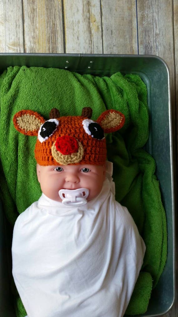 Baby child Reindeer hat Christmas hat Rudolph crochet
