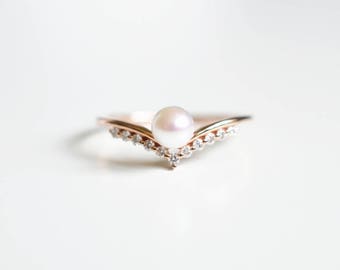pearl engagement ring akoya pearl ring pearl wedding ring 18k gold pearl engagement ring 14k rose - Pearl Wedding Ring pearl engagement ring akoya pearl ring pearl wedding ring 18k gold pearl engagement ring 14k rose - Pearl Wedding Ring