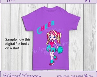 Cheerleader svg, cheer svg, svg files for girls, svg shirt design, Digital cut file, pom poms svg, summer svg, dxf girls, scanncut file,