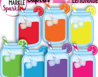 Mason Jar Clipart, Lemonade Clipart, Rainbow Clipart, Summer Clipart, Drink Clipart, Beverage Clipart, Glass Clipart, Summer Drink Clipart