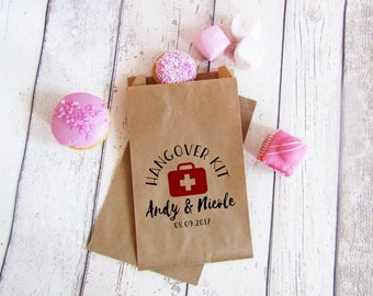 Hangover kit bags, hangover recovery kit, personalised wedding hangover kit bags, wedding hangover survival kit, bachelorette hangover kit