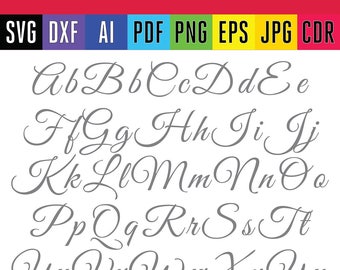 Good Vibrations Script Font Svg Great Vibes Monogram Cut file alphabet font for digital cutting machines Dxf Eps Png Pdf cut file font