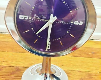 SALE! Vintage Westclox Big Ben Repeater - Space Age - Alarm Clock - Retro - Purple