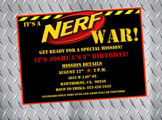 Nerf Birthday Party Invitations 3