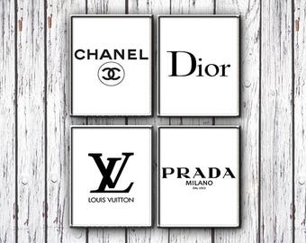 Chanel Louis Vuitton Poster Prada Print Fashion Wall Art