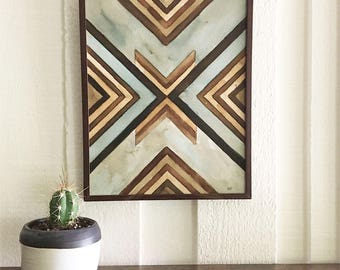 Original Abstract Geometric Painting with Frame
