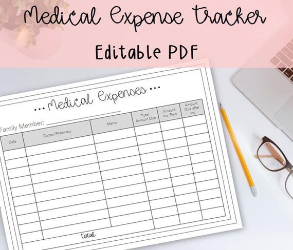 Medical Expense Tracker Printable and Editable Budget