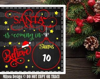 Santa Chalkboard, Christmas svg, Christmas Countdown, Cut File, SVG, DXF, Cricut cut file, Vinyl Cut Files, Silhouette, Christmas, Santa