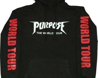 Justin Bieber Purpose Tour | Unisex Hoodie Pull over | Merch Black Hoodie | Justin Bieber Hoodie | Black Hoodie | The world tour hoodie