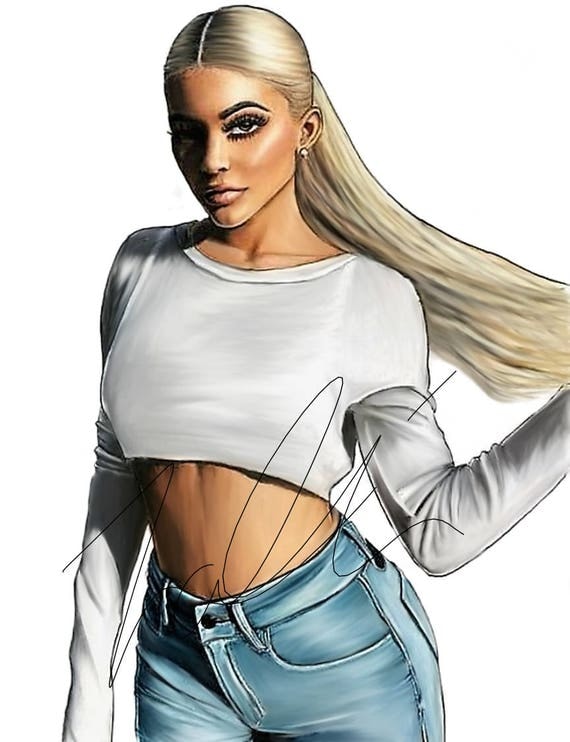 Kylie Jenner Digital Art Illustration Downloadable File