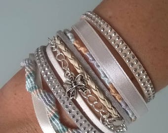 Cuff Bracelet with Magnet Clip beige/white/gray