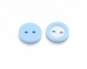 10 buttons 10 mm sky blue and white resin ref:05
