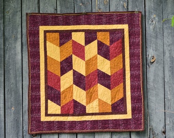 Fall Herringbone Baby Quilt with Minky Back, Fall Herringbone Playmat, Fall Herringbone Throw
