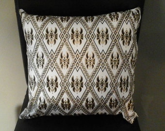 African Mask Decorative Pillow Black and Gold