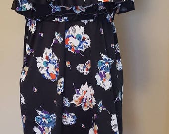 Ruffle dress, Floral dress, Strapless dress, Mini dress, Summer dress