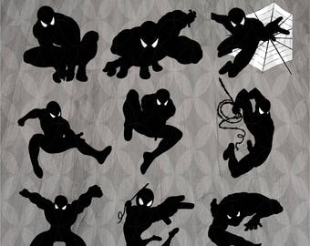Spiderman svg, Superhero svg, Silhouette svg, Cut files, Spiderman svg files, Spiderman clipart, Eps, Dxf, Svg, Png, Instant download