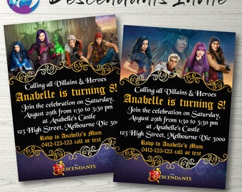 Descendants Invitation, Descendants 2 Invitation, Descendants Party Invitation, Descendants Invite, Descendants Birthday Party Printable