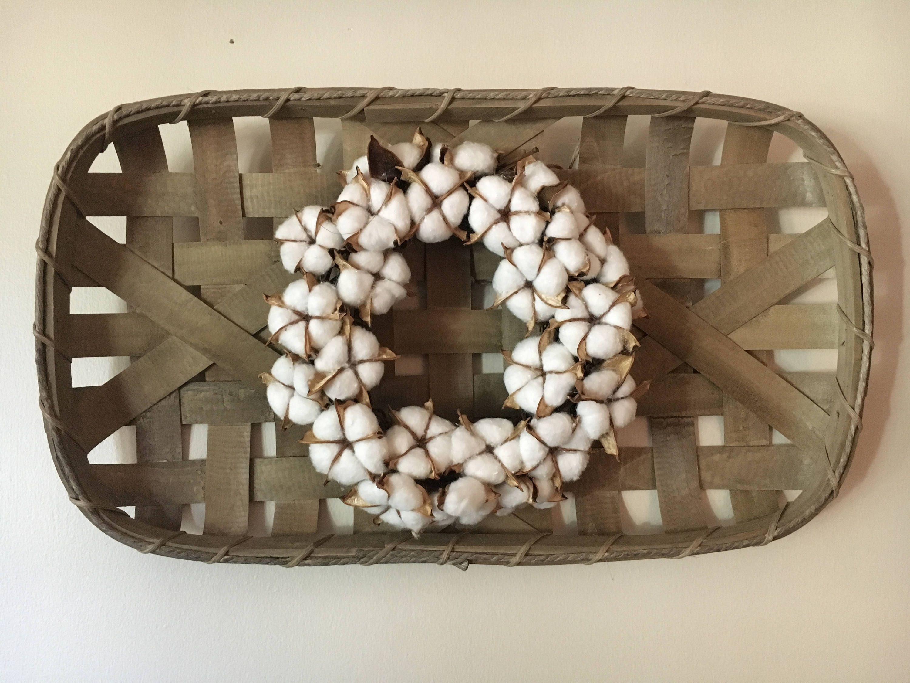 Cotton boll wreath tobacco basket