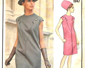 Vogue Paris Original Molyneux Dress Bust 36 Size 14 1947 Vintage Sewing Pattern 1960s
