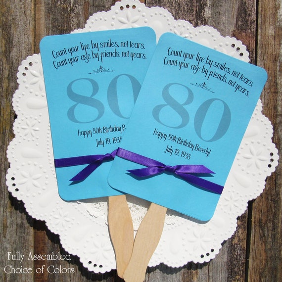 Adult Birthday Favor 80th Birthday Personalized Fans Birthday