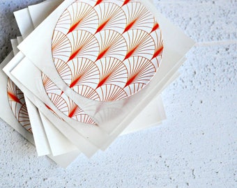 Japanese Circle Print Envelope Seals {10} | Orange Envelope Seals | Gift Seals | Eco-friendly Seals | Paper Lover Gift under 5 | OOAK