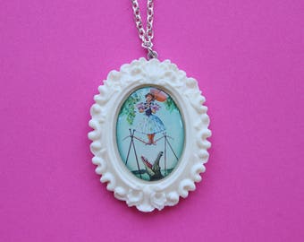 Disney's Haunted Mansion Daisy De La Cruz Cameo Necklace in White Resin Setting