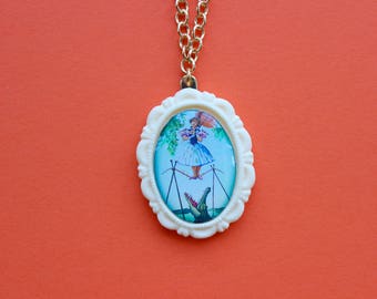 Disney's Haunted Mansion Daisy De La Cruz Cameo Necklace in Ivory Resin Setting