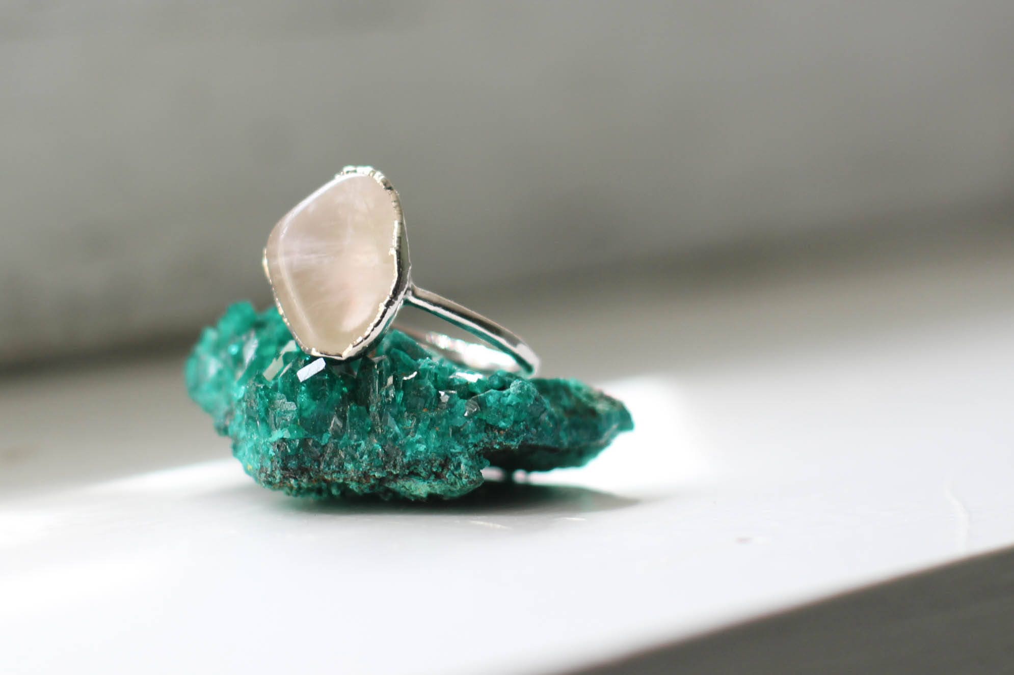 women rose quartz engagement ring