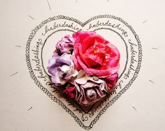 Lavender Lilac Pink sparkly Handmade Roses Vintage style Millinery flower corsage
