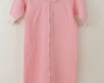 Vintage BABY Pink Infant Long Sleeve Fleece Sleep Sack Sleeper PAJAMAS cute
