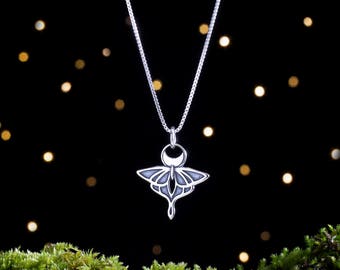Sterling Silver Luna Moth Pendant - Double Sided - (Pendant or Necklace)