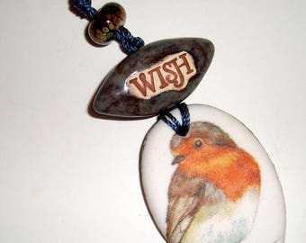Robin Necklace featuring a WISH Bead, Lampwork Beads, Larger Lobster Clasp, BOHO Design, Nature Design, Beautiful Colors, Ladies Gift