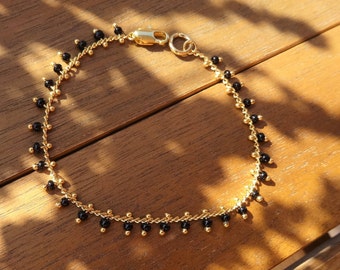 Black and Gold Beaded Bracelet